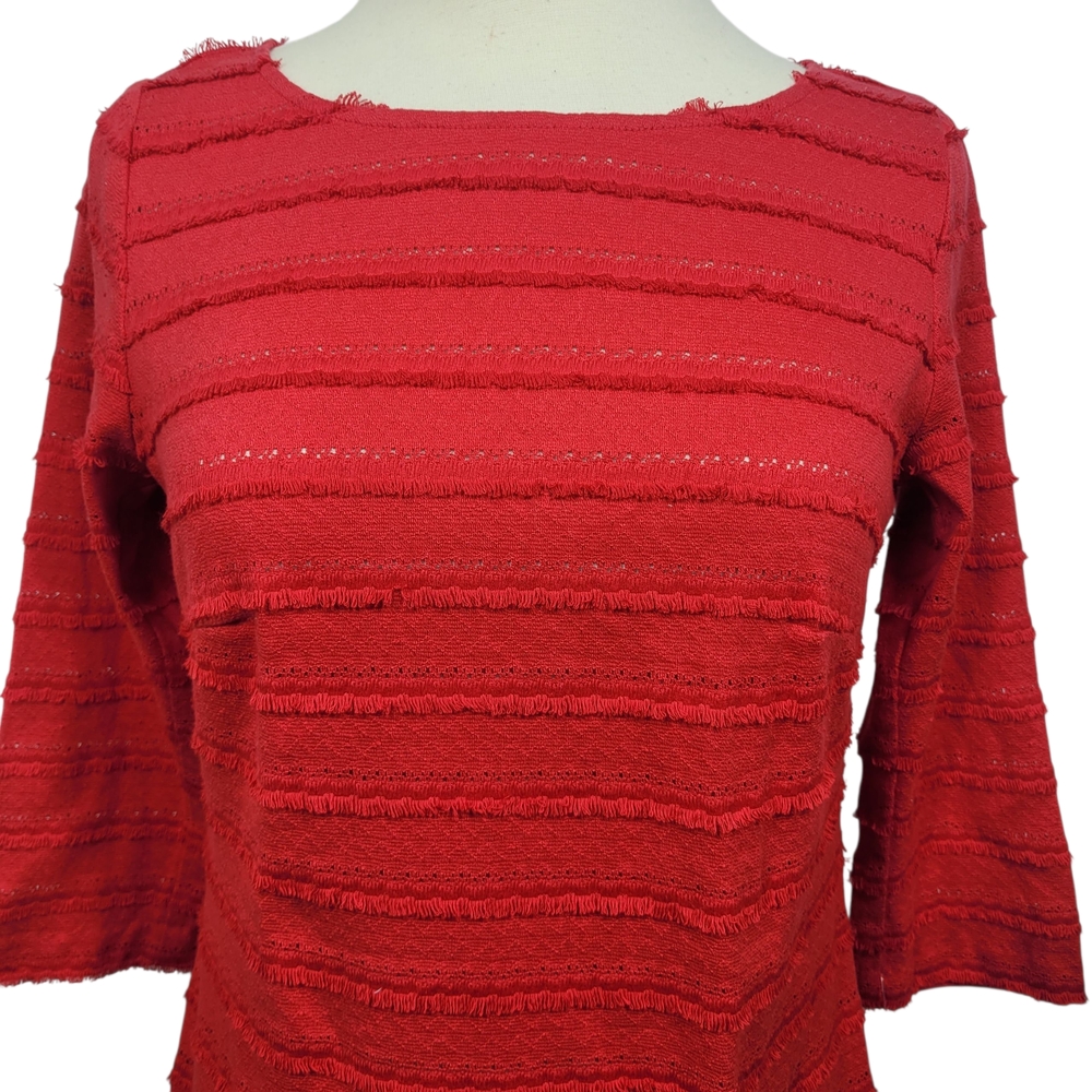 Trina Turk Ain't Misbehaving 3/4 Sleeve Fringe Eyelet Sheath Dress Size 0 - Picture 4 of 10
